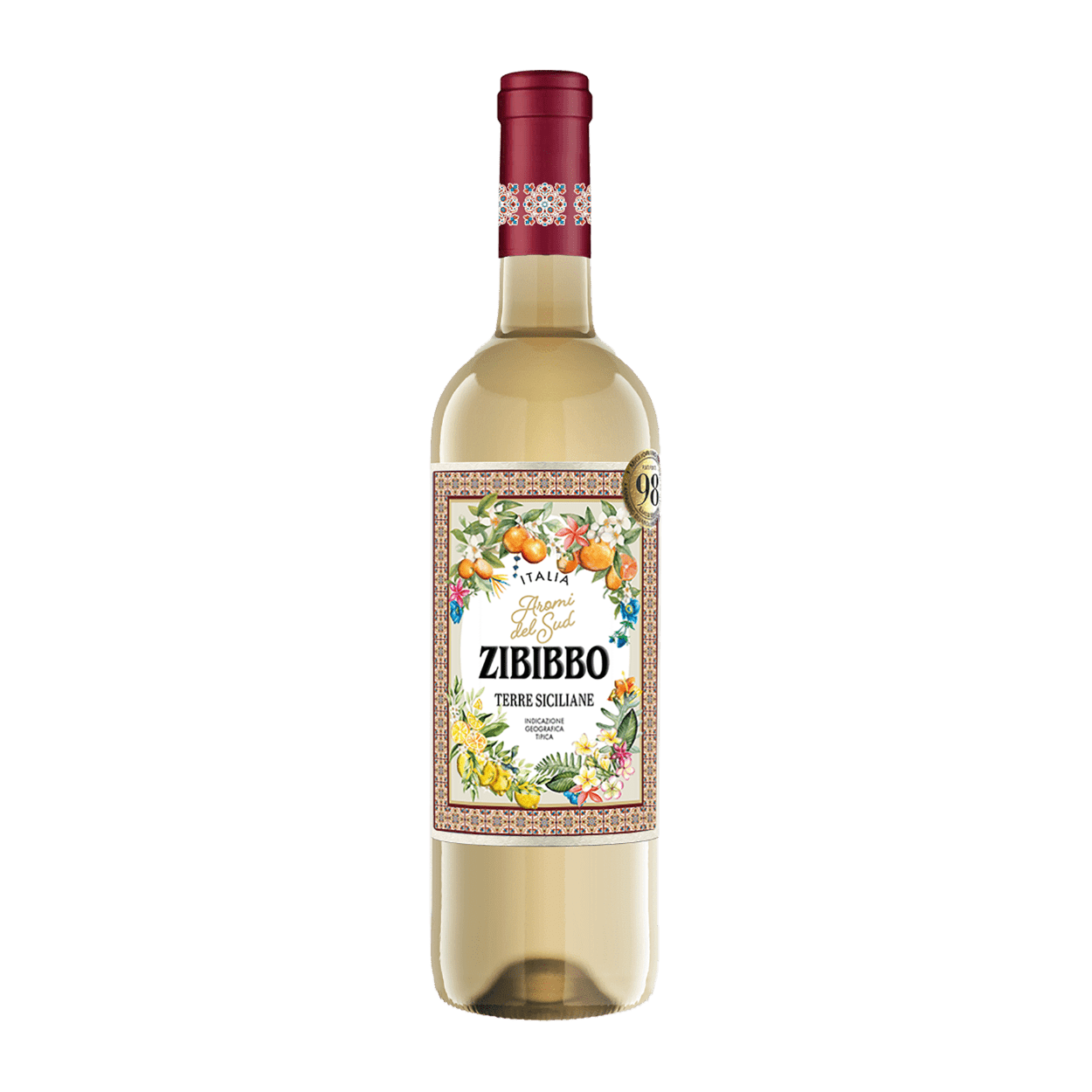 Eine Flasche 19 Crimes Chardonnay aus Südostaustralien. Das Etikett zeigt ein monochromes Frauenbild und einen Text mit detaillierten Angaben zum Wein. Der Flaschenhals ist mit einem Korken versehen, und am Boden befindet sich ein grünes Stempelmuster.